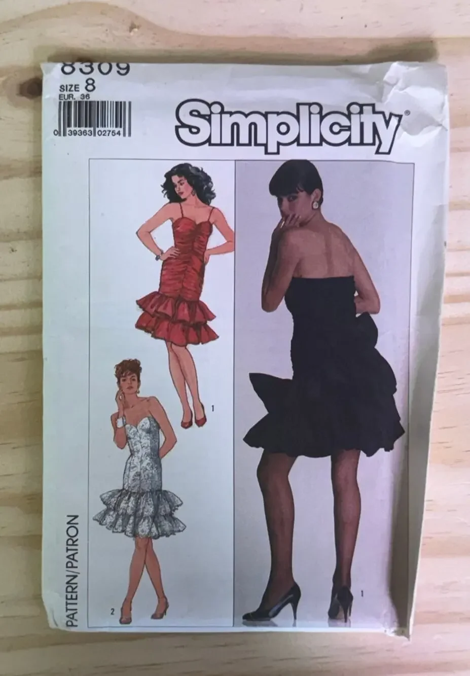 Simplicity Pattern 8309 Ruffle 1980s Dress Size 8 UNCUT FF  Prom Cocktail Party